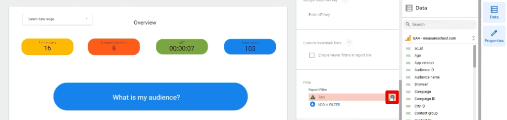 Removing the filter in Looker Studio