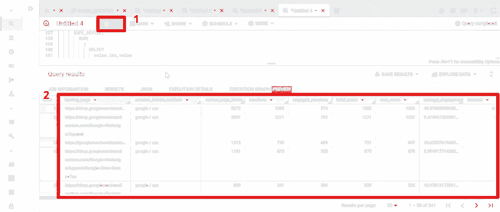 Running the updated landing page query code