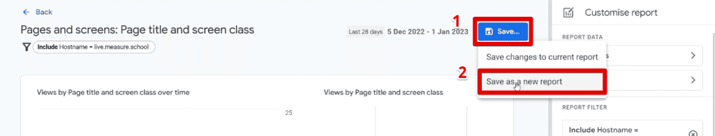 Saving the filtered report
