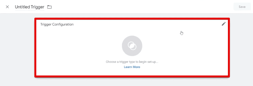 Selecting the trigger configuration