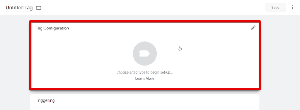Tag configuration for the new tag
