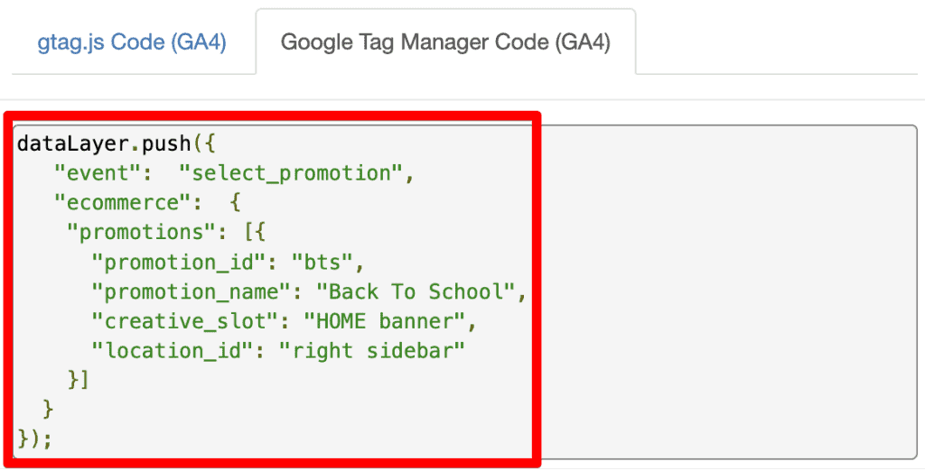 select_promotion dataLayer push