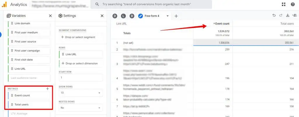 Adding Event Count and Total User metrics to the Exploration reports