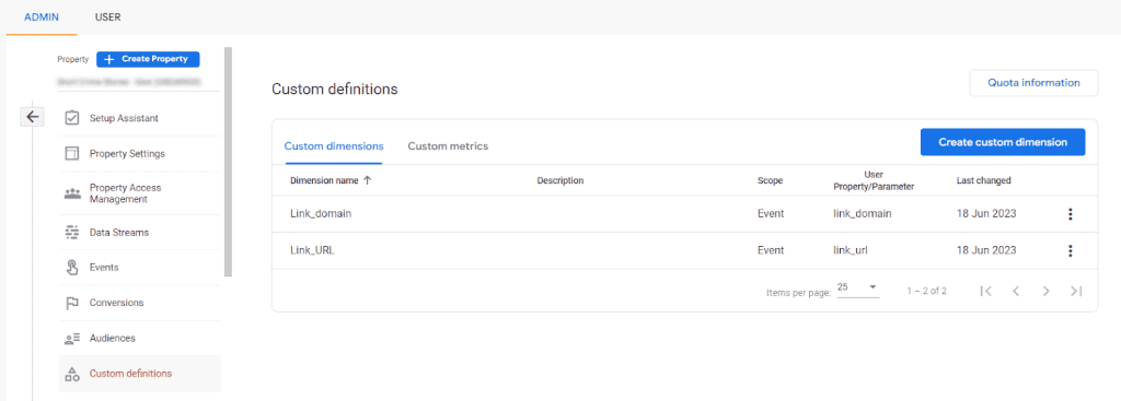 Custom definitions within GA4