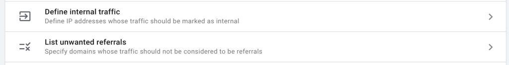 Define internal traffic and list unwanted referrals