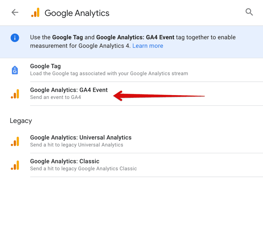 Event tracking tag in Google Tag Manager