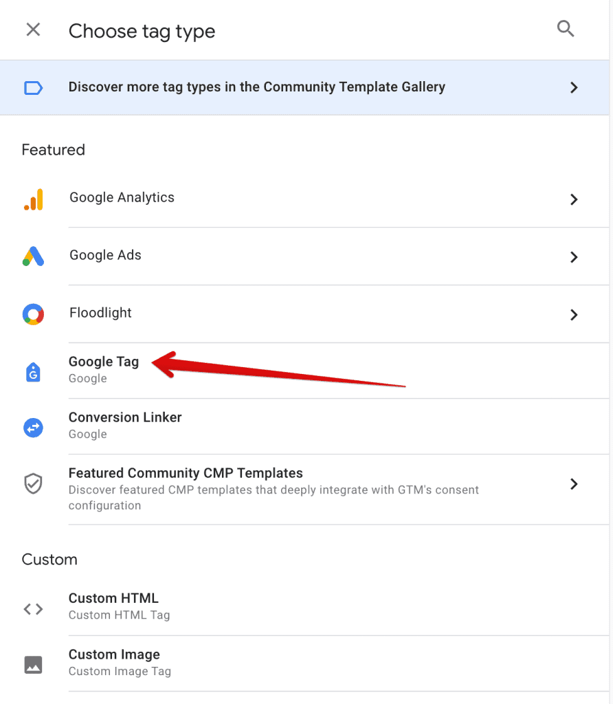 New Google Tag in the Google Tag Manager