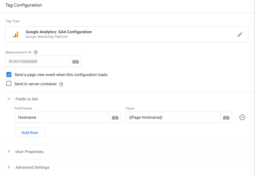 Previous GA4 Configuration tag interface