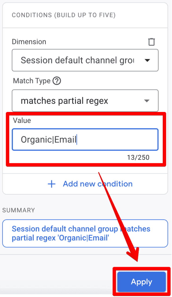 RegEx in the filter