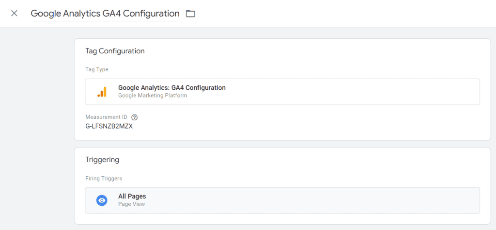 Tag configuration within GTM