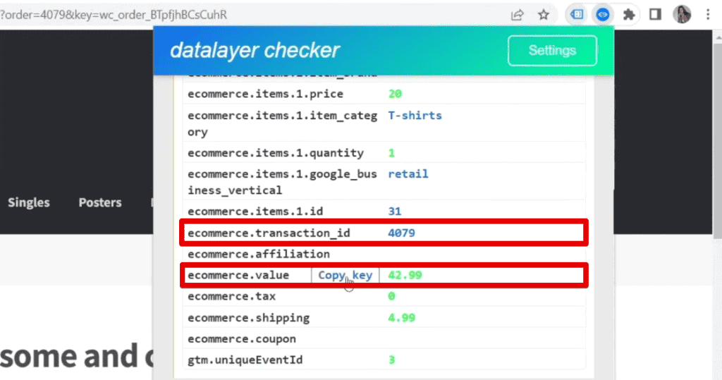 Copying the transaction ID and value dot notation