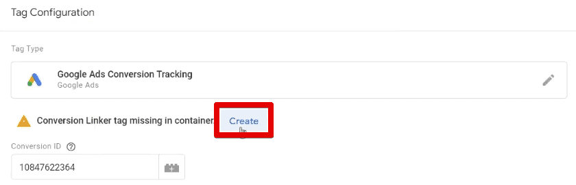 Creating the conversion linker tag