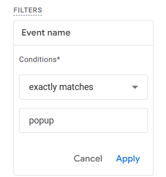 Popup filter in Explorations