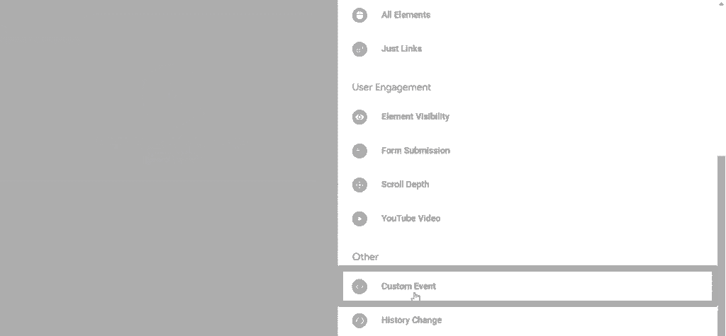 Selecting the custom event trigger type