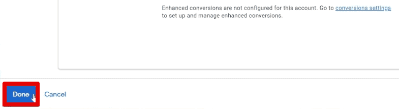 Submitting the conversion action details
