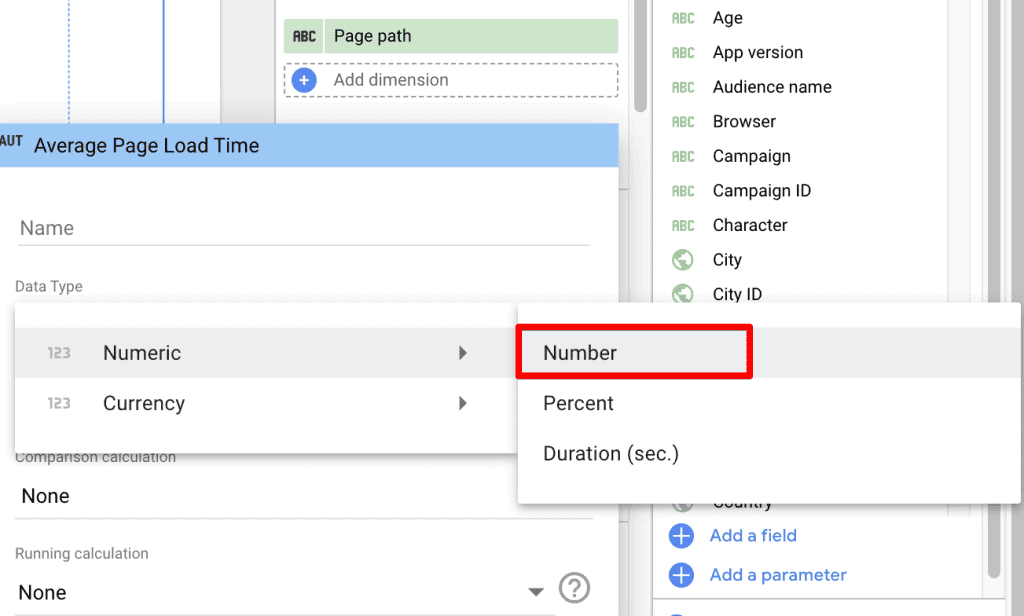 Switching the Data Type from Duration to Number