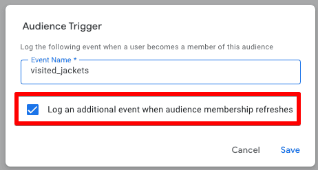 Additional audience trigger event