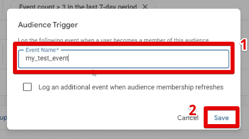 Audience trigger event name