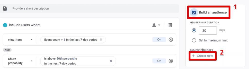 Building an audience and adding an audience trigger