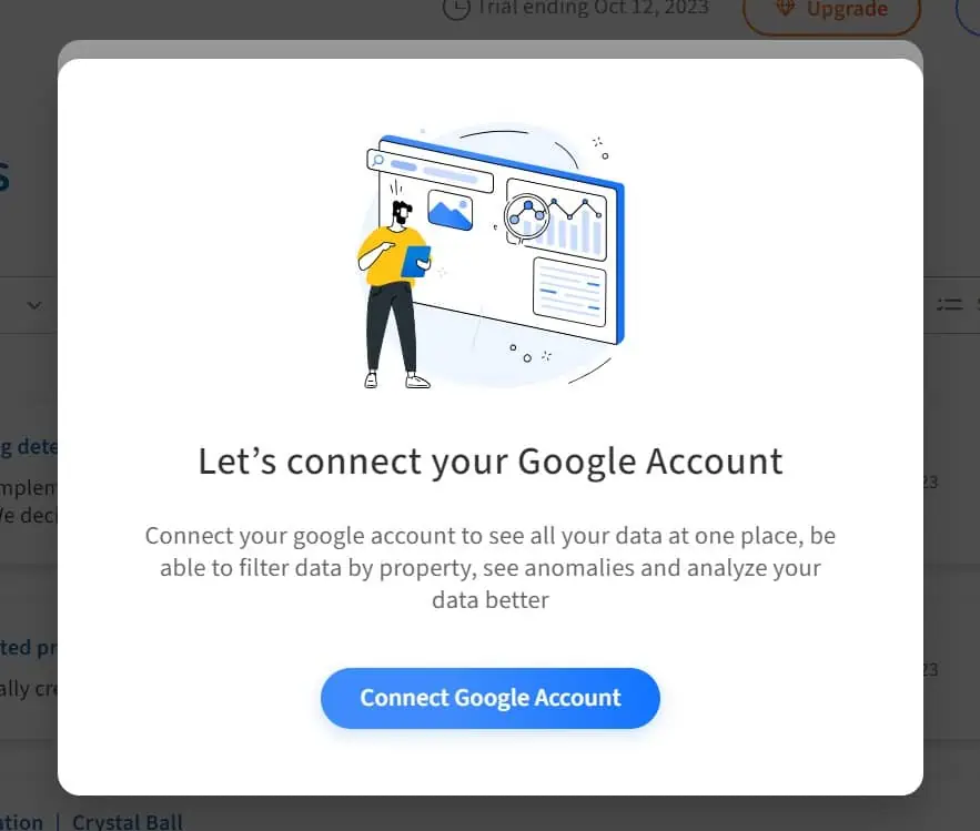 Clicking on the Connect Google Account button