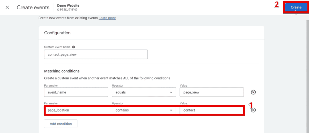 Creating a contact custom event