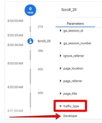 Developer traffic type value from preview mode