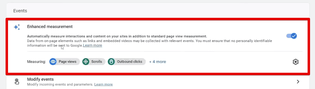Enhanced measurement settings in the data stream