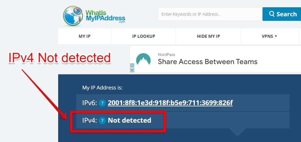 IPV4 not detected