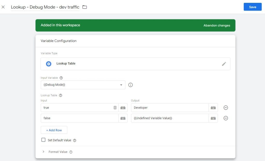 Lookup table for internal traffic exclusion in GTM