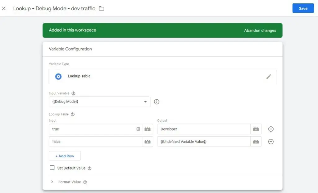 Lookup table for internal traffic exclusion in GTM