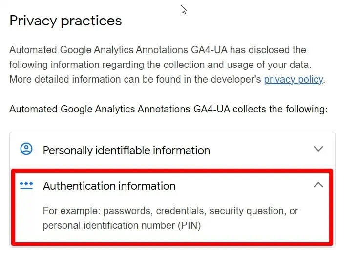 Privacy disclosures for the browser extension