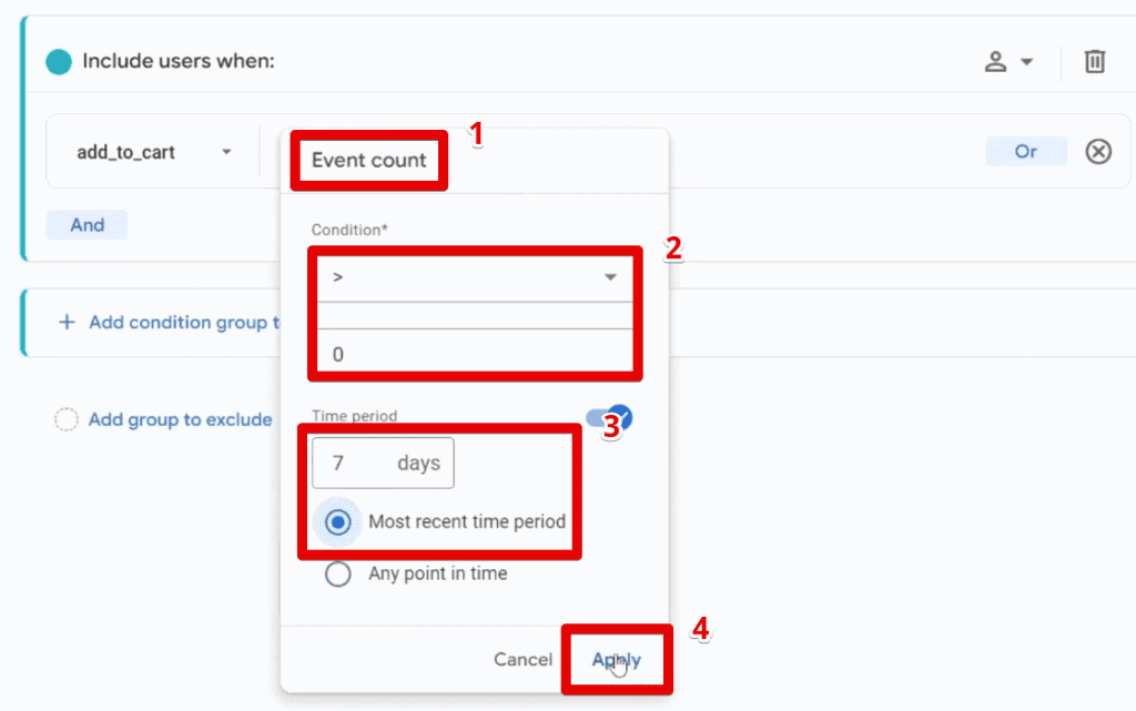 Specifying the first segment condition