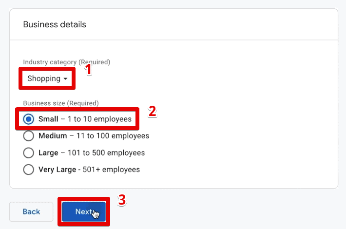 Business details settings