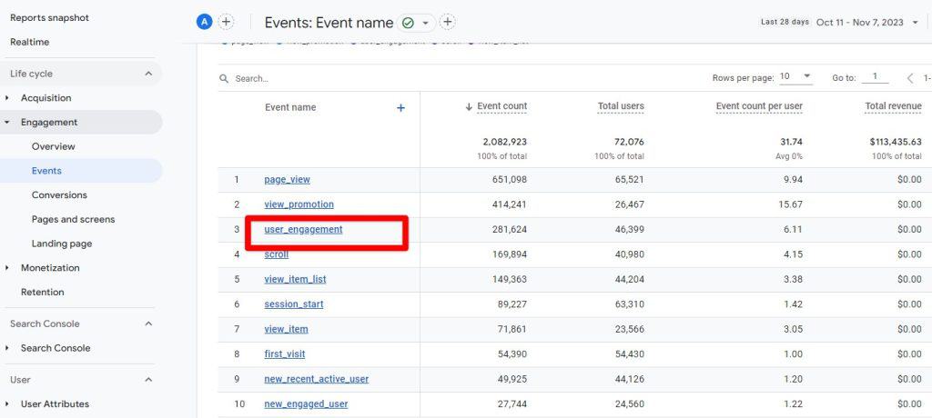 Clicking on user engagement