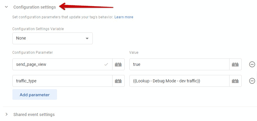 Configuration settings variable