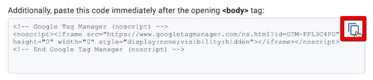 Copying the second GTM code