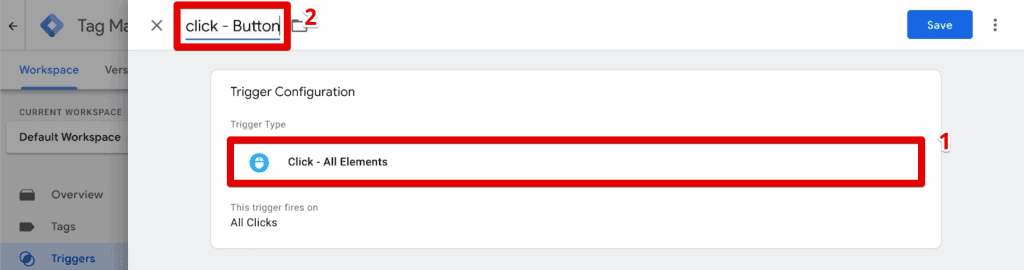 Creating a button click trigger