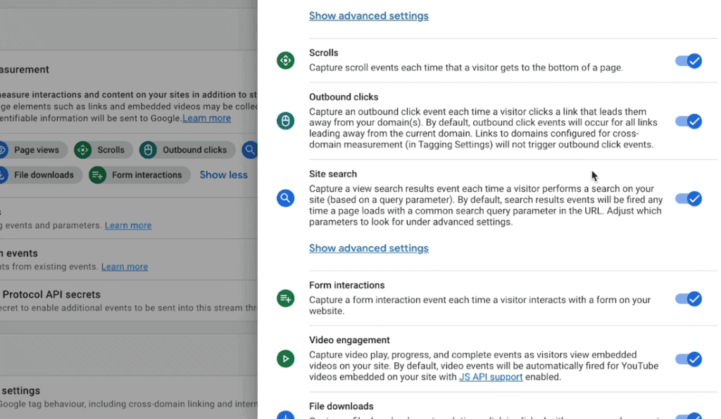 Enhanced measurement event options