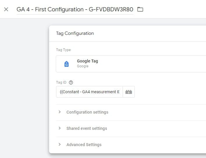 GA4 configuration tag with Google Tag