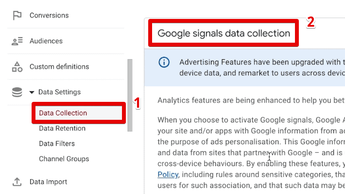 Google signals data collection