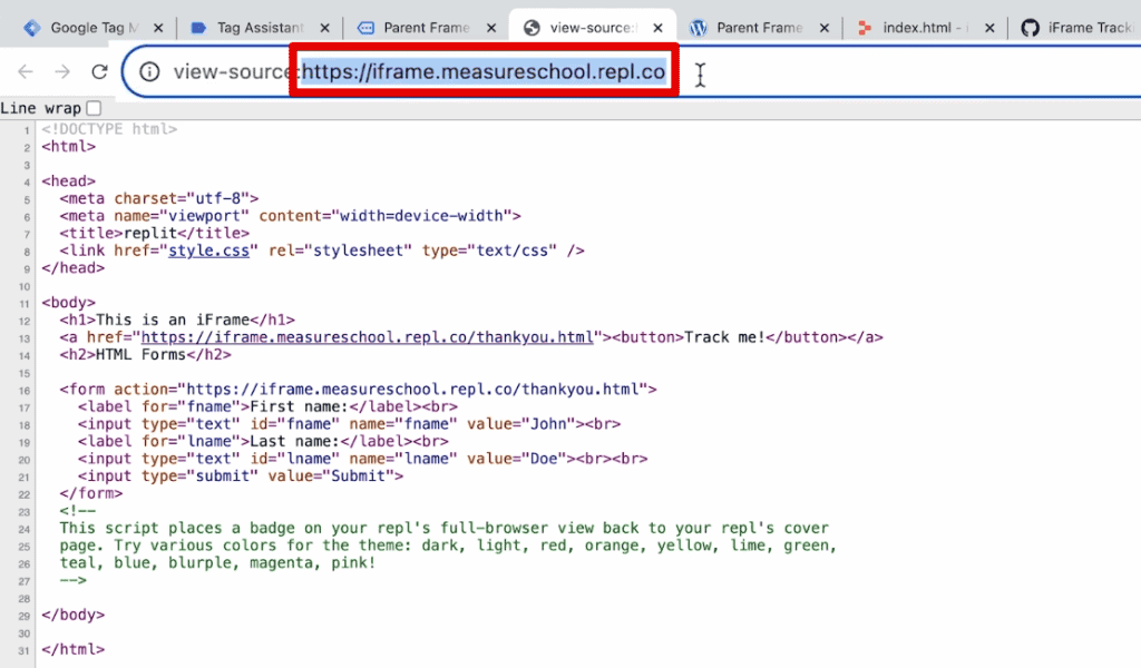 Iframe URL