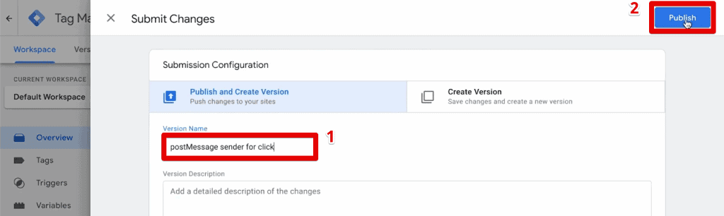 Publishing a version of the iframe container