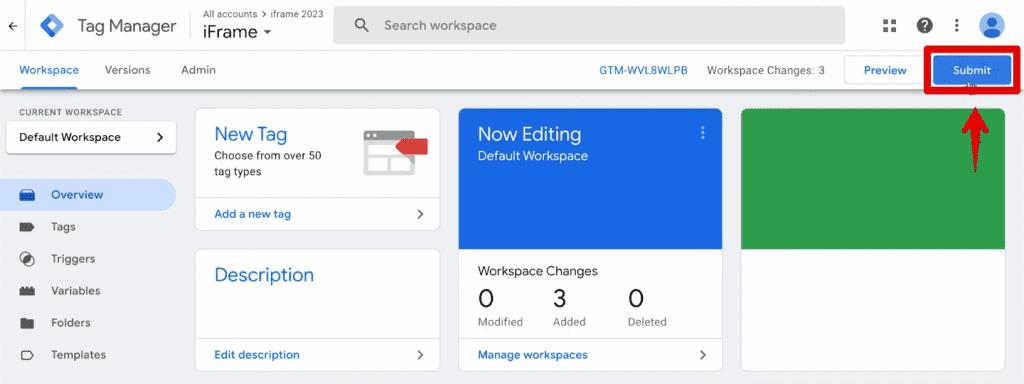 Submitting a version of the GTM container