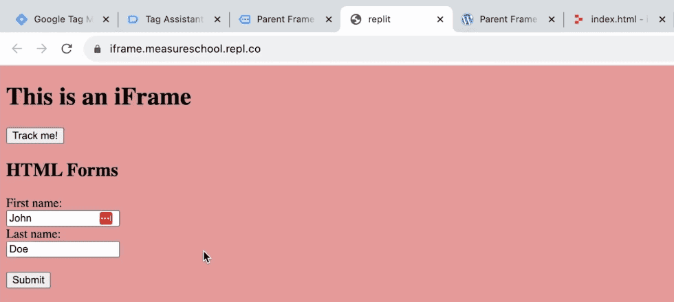 The website contained in the iframe