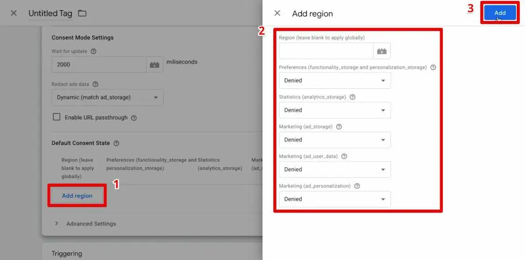 Adding a globally applied default consent state