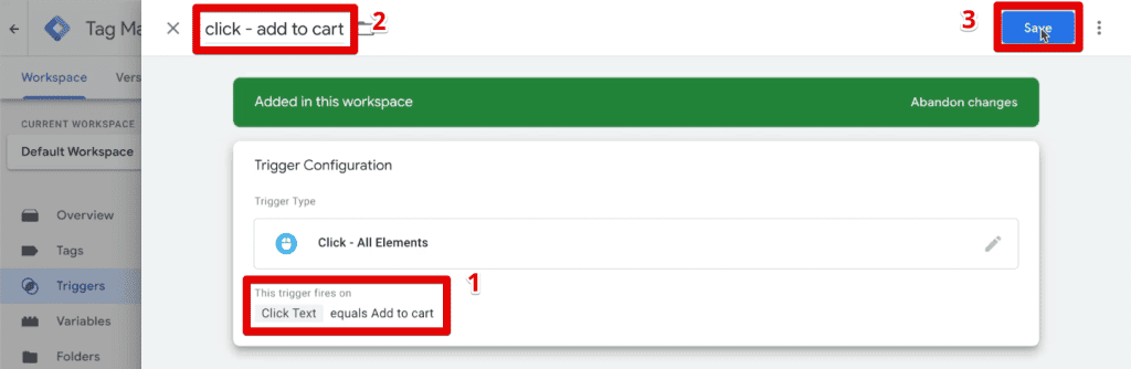 Configuring the add-to-cart trigger