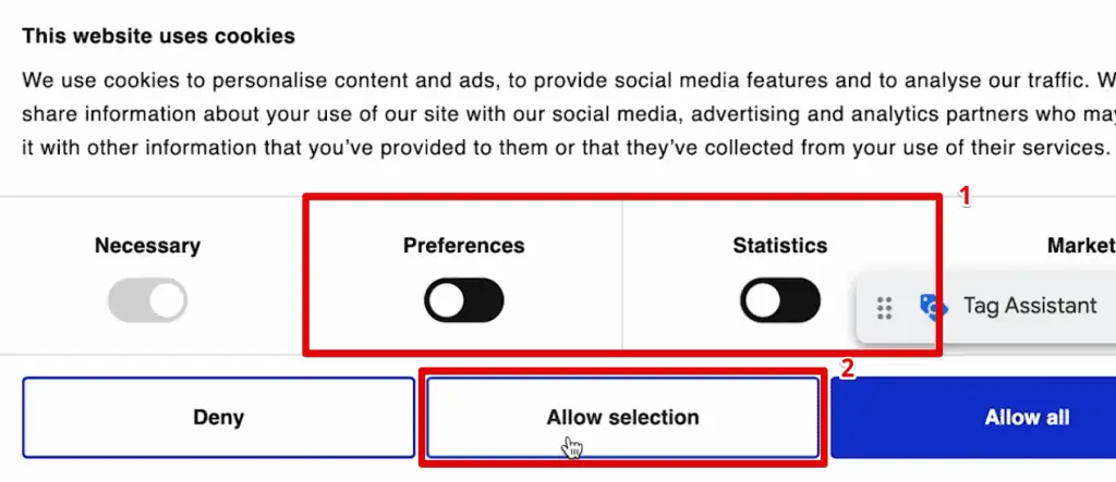 Declining the preferences and statistics settings