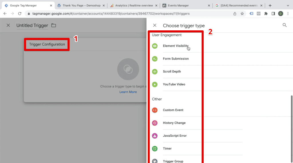 Different tag types in GTM