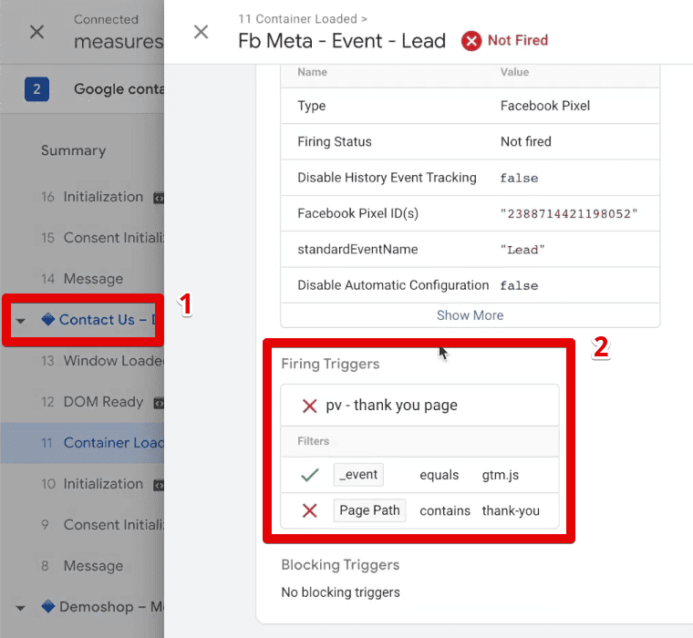 Firing conditions on the Contact Us page