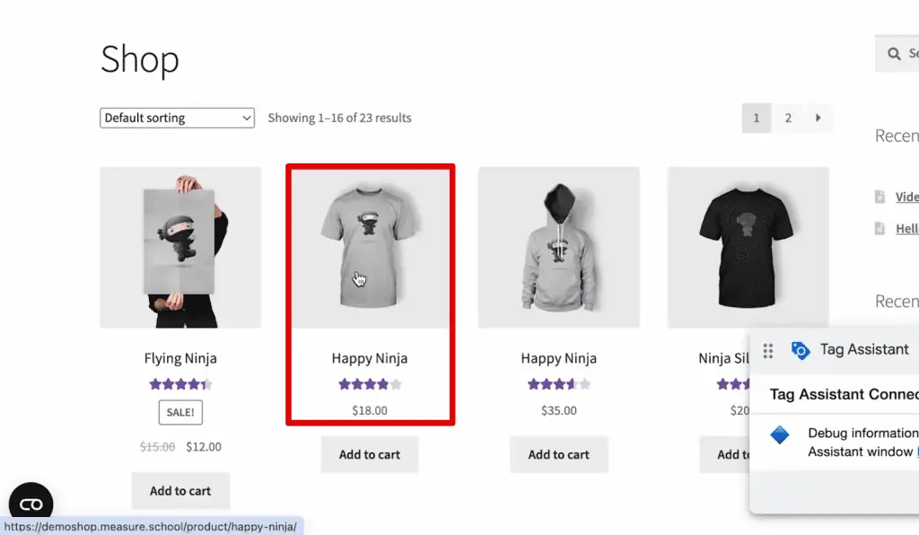 Opening the Happy Ninja product page